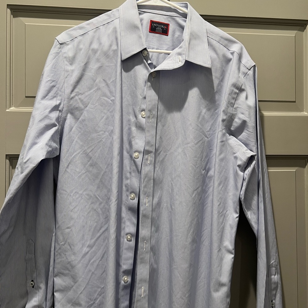 Untuckit Shirt Light Blue and White Stripe